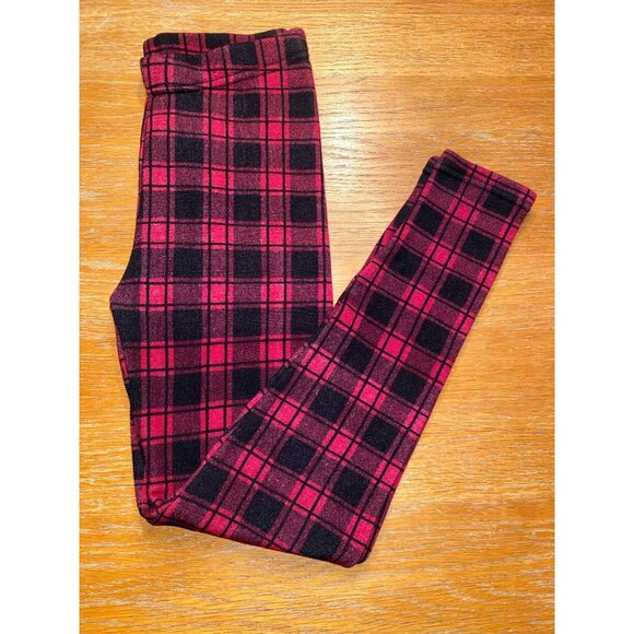 Plaid Red & Black Girls Leggings - Picture 3 of 3